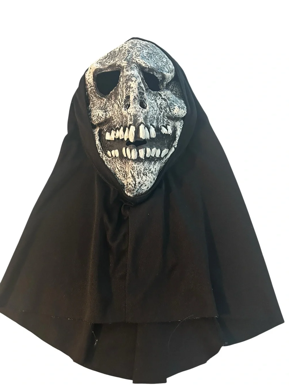 Skull Horror Mask with Black Hood